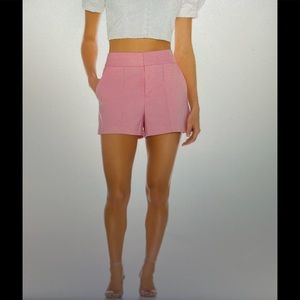 Alice +Olivia Dylan High-Waist Pintuck Shorts Pink 0